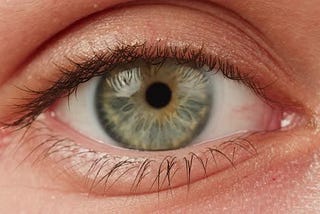 Closeup of Green Eyed Woman with No Makeup on Face Macro Blinking Eye with Long Lashes Beauty Skin