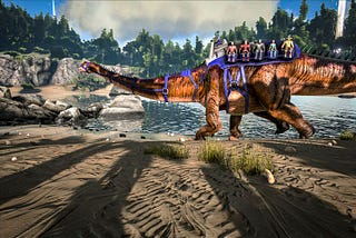 A prehistoric dinosaur, more than 20 meters long, becomes our personal bus. ARK: Survival Evolved