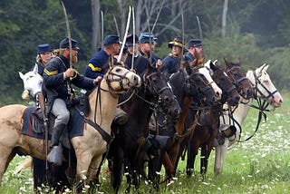 Union Soldiers in line prepared for battle