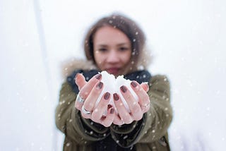 woman with snowball