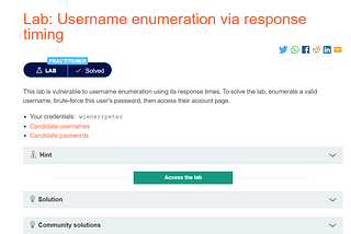 Lab: Username enumeration via response timing