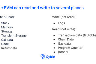 Where you can read and write data in the EVM