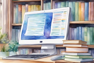A computer screen displaying 14 course titles on Text Mining and Analytics. A bookshelf with NLP textbooks in the background