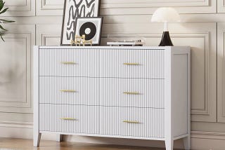 Elegant 6 Drawer Dresser with Vertical Stripe | Image