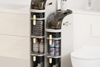 Narrow Waterproof Bathroom Cabinet with Rolling Wheels | Image