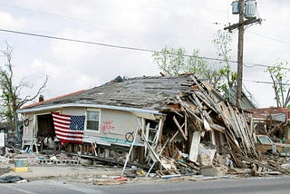 A photo of a house post hurricane