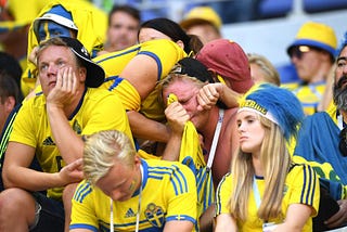 Swedish football fans in despair after crashing out of the FIFA World Cup 2018.