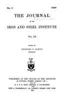 The Journal of the Iron and Steel Institute | Cover Image