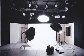 On the Set with lights on and white backdrop