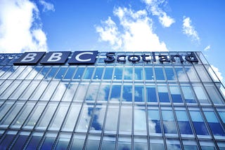 Picture of the BBC Scotland building via Alt text on Medium