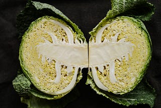 Savoy cabbage sliced in half