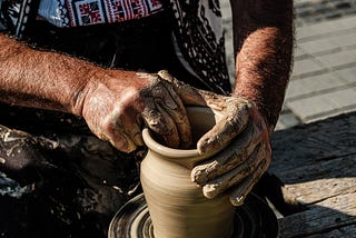 Potter turning a pot