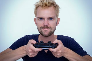 man playing video game