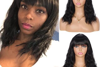 Natural-Looking Curly Wig with Bangs for Women | Image