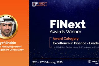 Nayef Shahin awarded the ‘Excellence in Finance Leaders’ award at FiNext Conference Dubai 2020.