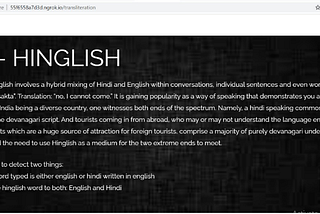 Natural Language Processing on Hinglish