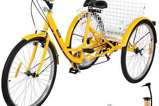 VEFOR Adult Cruiser Big Wheel Tricycle with Basket | Image