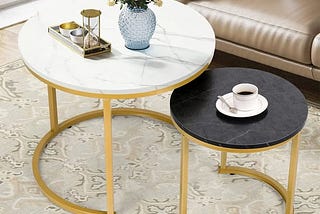 amzdeal-coffee-tables-for-living-room-small-round-coffee-table-set-of-2-whiteblack-1