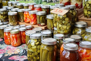 fermented food and pickle jars