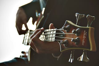 A bass guitar
