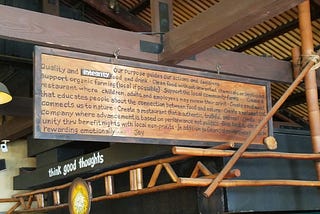 The Flat Bread Company restaurant mission statement describing that their purpose guide their actions and decisions.