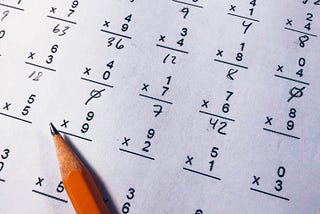 a page of multiplication problems.