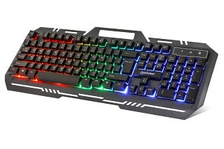 RGB LED Gaming Keyboard with Metal Base and Phone Holder | Image