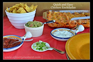 When served with guacamole, tortilla chips, and condiments, this meal is quite a feast.