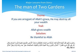 Lessons from the story of the Man of Two Gardens from Surah Kahf — Dr. Bashar Shala