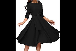 fenjar-womens-elegance-audrey-hepburn-style-ruched-3-4-sleeve-midi-a-line-dress-black-medium-1