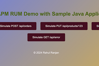 Java Application instrumented with Elastic APM Agent and RUM capability on Docker