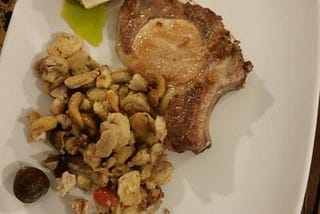 Pork chops with mushrooms and chestnuts