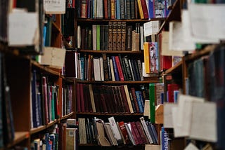 Book shelves full of books in a library