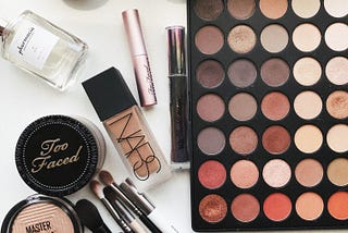 pic of cosmetics and makeup tools and colors