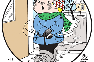 Cartoon child saying “Ive had enough winter for today”