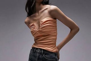 topshop-ruched-bandeau-strapless-top-in-orange-1