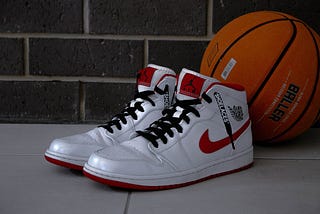 Nike Air Jordan’s with basketball