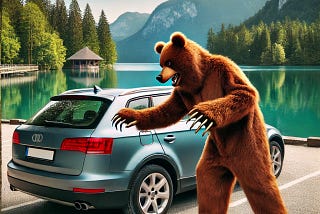 Luxury cars are attacked by grizzly bears!