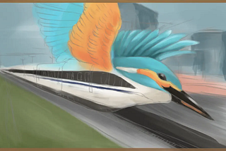 The front end of a bullet train mimics a kingfisher’s beak.