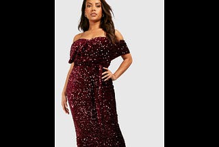 boohoo-plus-size-sequin-off-the-shoulder-wrap-midi-dress-1