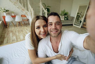 Rich couple being happy