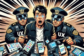 A young man crying while being arrested by the UX police