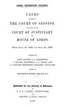 Cases Decided in the Court of Session, Teind Court, Court of Exchequer and House of Lords | Cover Image