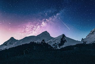 Mountains and shooting star.