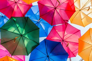 multi-coloured umbrellas