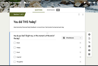 Google Forms for Self-Evaluation