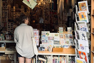 A woman at a bookstore.