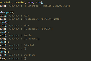 Javascript Programlama Dilinde push(), pop() shift() ve unshift() Metotlari