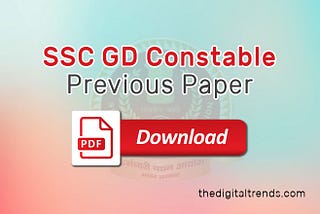 [Download] SSC GD Previous year papers | Model papers PDF