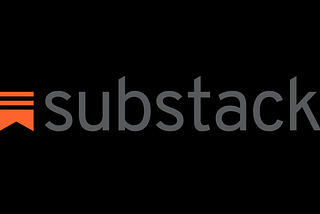 An orange Substack logo and the word “substack” in gray on a black background.